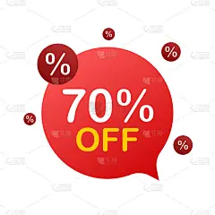 七折销售折扣横幅。折扣报价标签。七折促销平面图标与长影子。矢量插图。