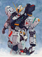 Nu Gundam Watercolor, Hector Trunnec : Nu Gundam (ver.Ka) Watercolor illustration. A3 size. 
Prnts: https://society6.com/product/nu-gundam-watercolor_print?sku=s6-4468630p4a1v45