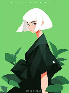 Midjourney丨极简女生头像丨绿色