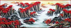 纯手绘六尺横幅桂林山水画客厅国画真迹源远流长/字画书画作品03-淘宝网