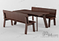 中式经典棕色实木长方形餐桌多人长条休闲椅桌椅组合