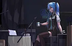 初音未来miku耳机 吉他 3440x1440动漫壁纸