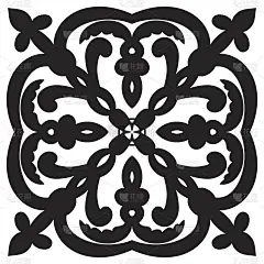 手绘模式的瓷砖在黑色和白色的颜色。意大利撒风格