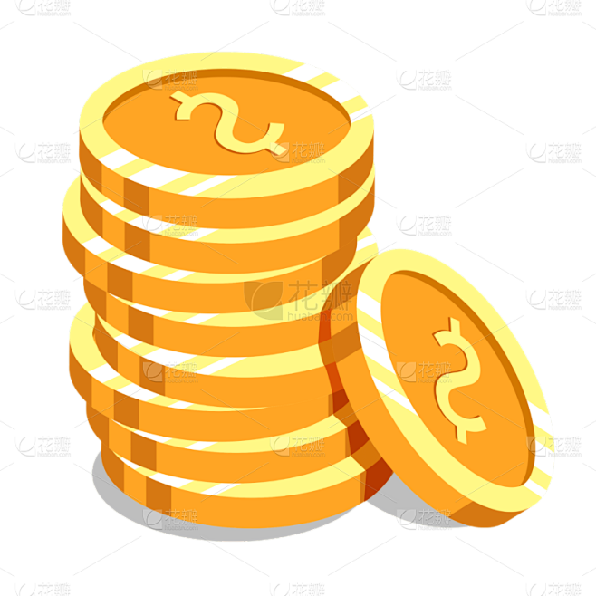 2.5D堆叠卡通金币钱币元素