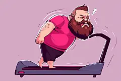 努力减脂肥胖人物运动减肥插画图片