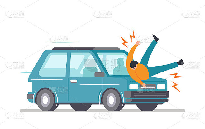 道路上汽车撞行人，城市中汽车与人的事故，健康保险，道路安全概念