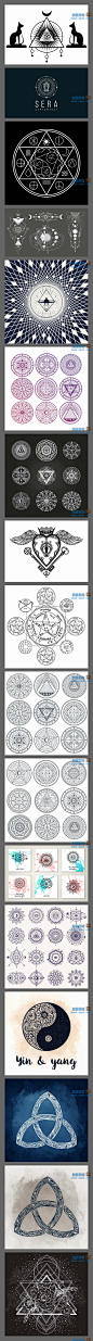 神圣几何神秘炼金禅意线条标志图案魔法圈宗教纹身矢量AI设计素材-淘宝网