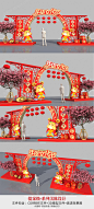 红色灯笼春节年货文化节3DMax美陈设计拱门
