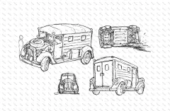 黑白线稿 漫画场景建筑-室内-交通工具 (63)