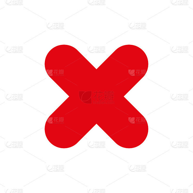 十字图标。X的信。红色的标志。负面的元素。停止标志。枯燥乏味的设计。平面艺术。矢量插图。股票的形象。