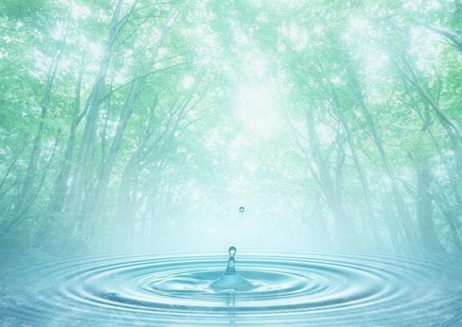 水和绿叶小清新护眼背景图片