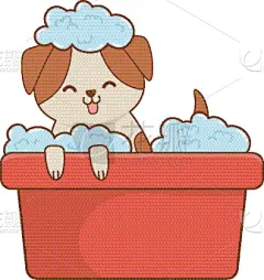 可爱的,宠物,幽默,卡通,白色,纯种犬,愉悦,淋浴,爱,设计