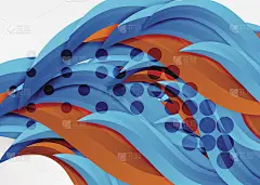 矢量彩色波浪线在白色和灰色的三维空间