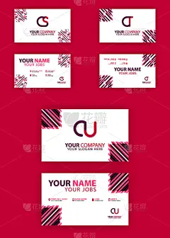名片和标识的字母CS, CT, CU。现代平面设计概念登陆页面网站，移动应用ui用户体验，横幅海报，