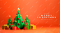 Free PSD merry christmas 3d low poly banner