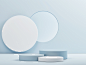 mockup-podium-creative-product-presentation-abstract-geometric-blue-background