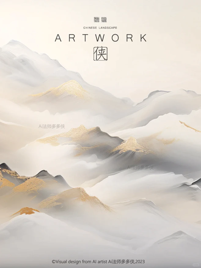 新中式极简国风山水插画-淡金山峦 - 小红书-花瓣网