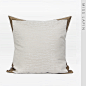 简约现代中式/样板房靠包靠垫抱枕/米白色金色边框贴布绣花方枕