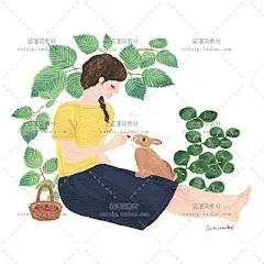[h6]小清新森系少女小兔动物生活插画手账贴纸店铺装修配图素材-淘宝网