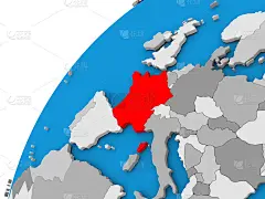 红色的法国在地球上