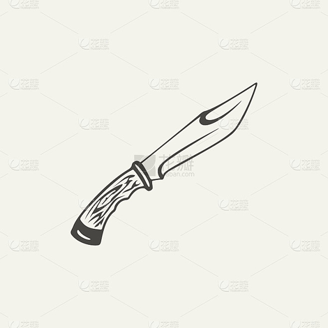 插图的刀。黑白风格