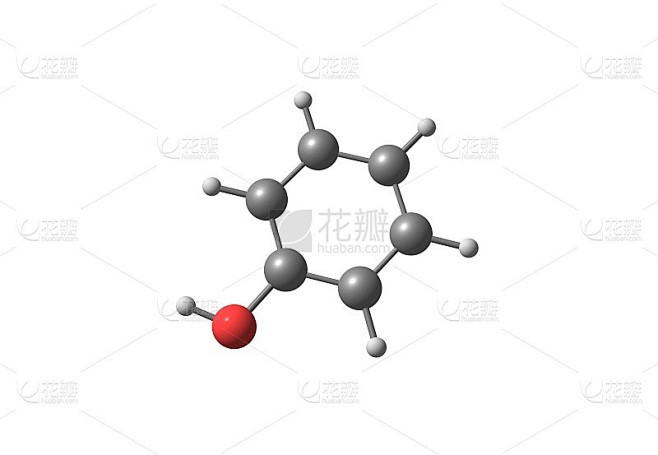 酚分子结构孤立于白色