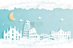 矢量,绘画插图,意大利,艺术,计划书,明信片,欧洲,城镇,冬天