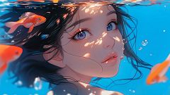 唯美感人物脸部特写电脑壁纸AIGC