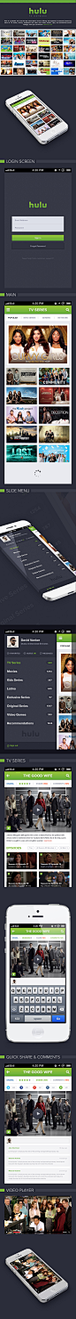 Hulu iPhone App reDesign - Free PSD - ICONFANS|图标粉丝网|专业图标界面设计论坛,软件界面设计,图标制作下载,人机交互设计