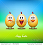 Happy easter - Funny chicken eggs - vector card