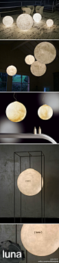 【家居】意大利灯饰设计公司 In-es.artdesign 推出的以“月亮”为灵感，名为 Luna 的系列灯饰。如果你也想体验下“床前明月光”的意境，不妨也给家里按个“月亮”吧。#创意# #产品# #灯饰#