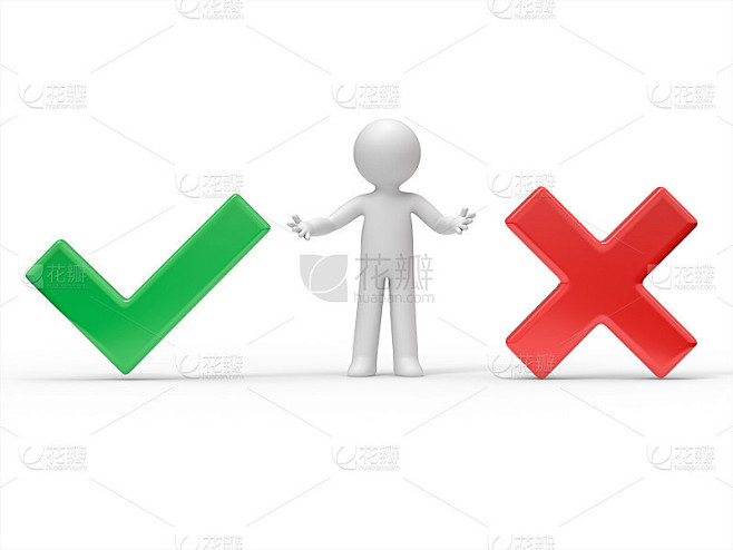 3d人，打勾，打叉。
