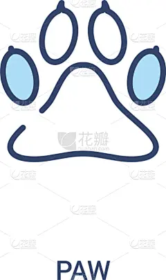 爪子,概念,计算机图标,线条,简单,两只动物,可爱的,脚印,脉搏图,野生动物
