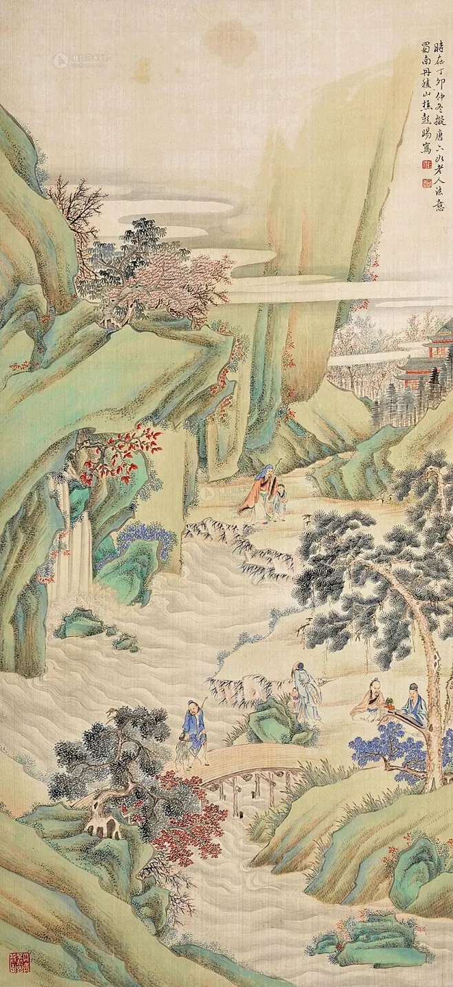 0014雅集图 立轴 设色绢本-花瓣网