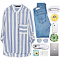 A fashion look from June 2015 featuring shirts & blouses, blue jeans and white shoes. Browse and shop related looks.