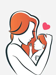 橙色母婴插画高清素材 伟大 婴儿 无私 母爱 免抠png 设计图片 免费下载
