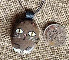 石趣部落手绘石头 创意礼物 可爱 猫猫