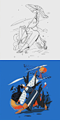 插画师 Nuria Boj 笔下的草稿和成稿 ​​​​