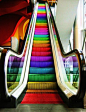 colorful escalator @}-,-;--