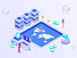 智能科技远程团队企业官网web登录页UI插画设