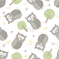 Seamless pattern with colorful funny owls. Funny o