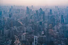 上海城市夜景俯拍