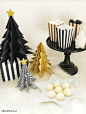 Black & Gold, Geometric Christmas Holidays Tablescape - BirdsParty.com