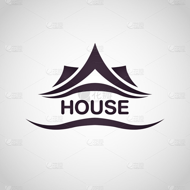 房子抽象房地产 logo 设计模板