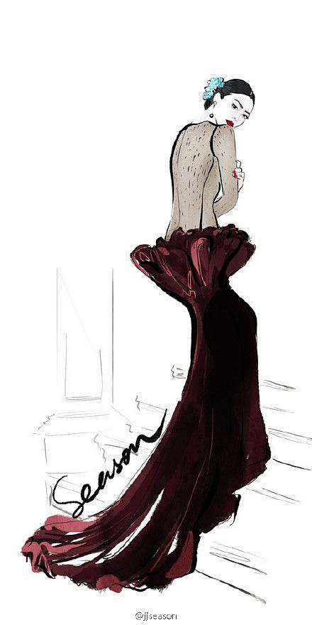 #时尚# #插画#--刘雯 完美身材演绎...