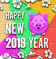猪,春天,卡通,新年卡,樱之花,传统,贺卡,灯笼,云景,春节