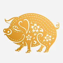 新年金猪海报创意剪纸元素高清素材 创意设计 剪纸设计 新年 新年好 海报 花纹 金猪 平面广告 设计图片 免费下载