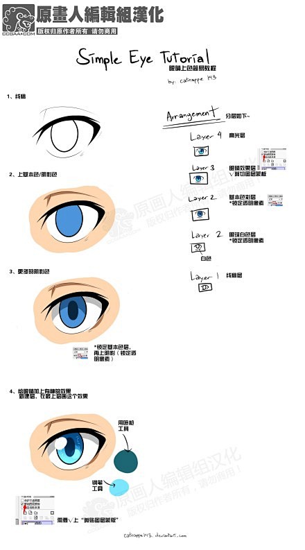 【SAI】【眼睛上色简易教程】（via：...
