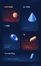 3D commercial dark glass Icon neon typography   UI ux Web