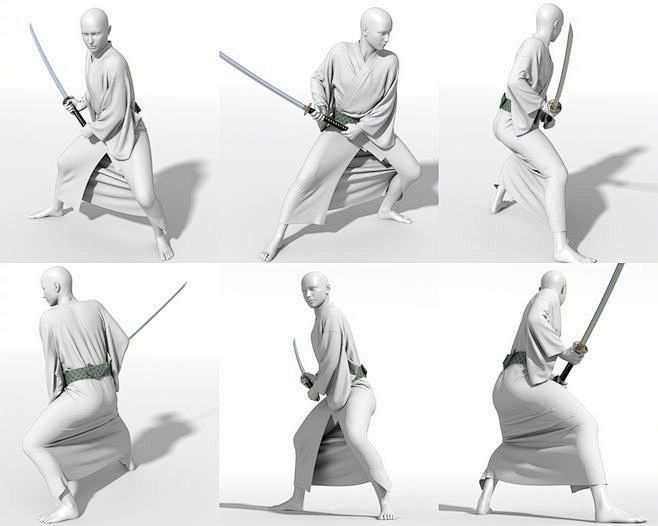 一套日本人持武士刀的打斗攻击动作 - P...